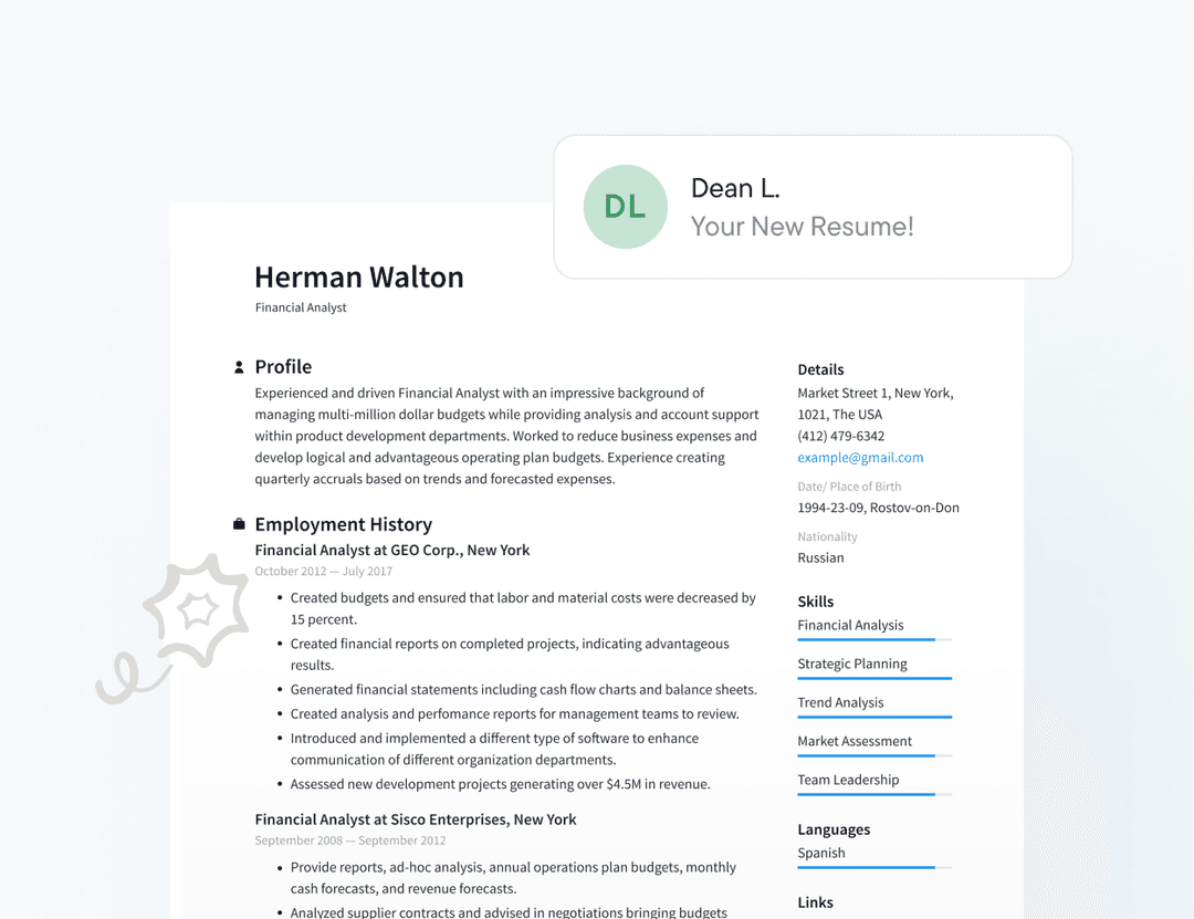 Receive your CV